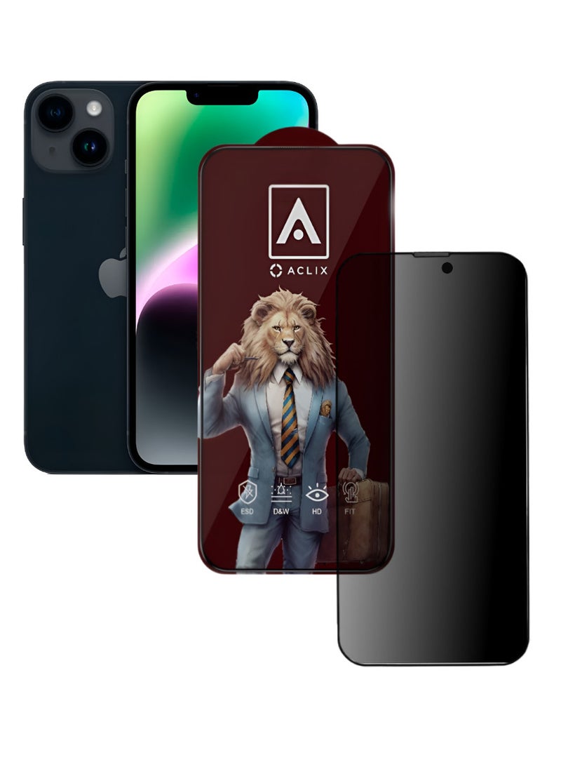ACLIX Antistatic ESD Dust Proof Premium Quality High Definition Anti-Spy Privacy Tempered Glass Screen Protector Designed For  iPhone 14 Plus - Image 1