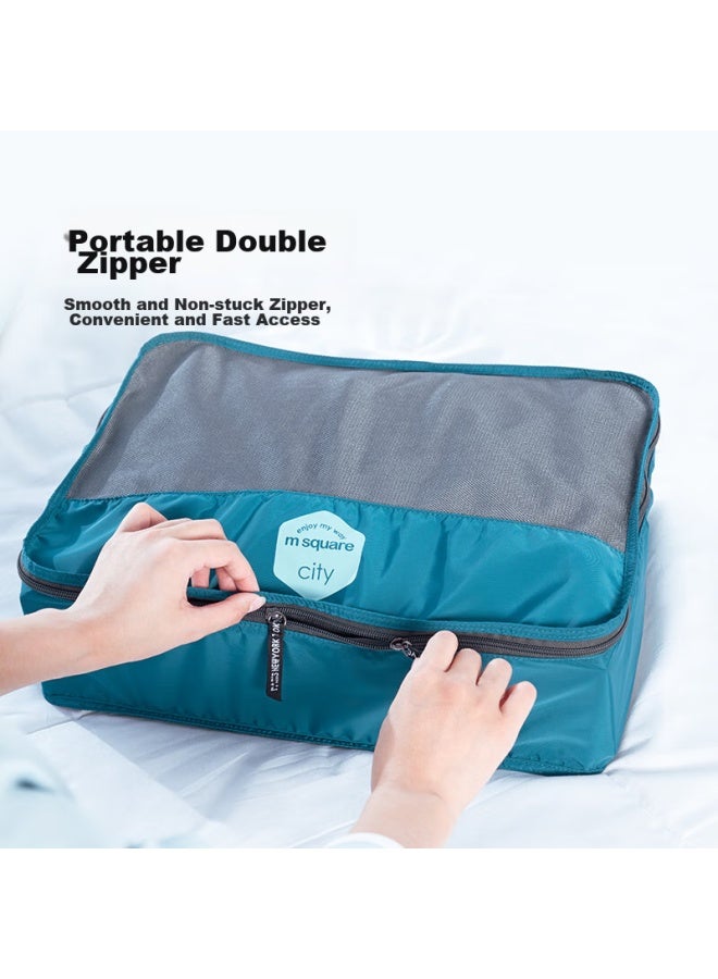 M Square M Square Travel Storage Bag, Clothes Organizer, Portable Packing Cubes, Luggage Organizer, Lake Blue, M  - Image 1