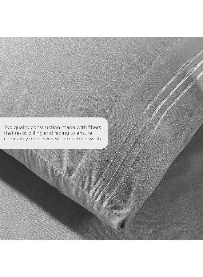Pure Bedding Bed Sheets - Queen Sheet Set [6-Piece, Light Grey] - Hotel Luxury 1800 Brushed Microfiber - Soft and Breathable - Deep Pocket Fitted Sheet, Flat Sheet, Pillow Cases - Image 3