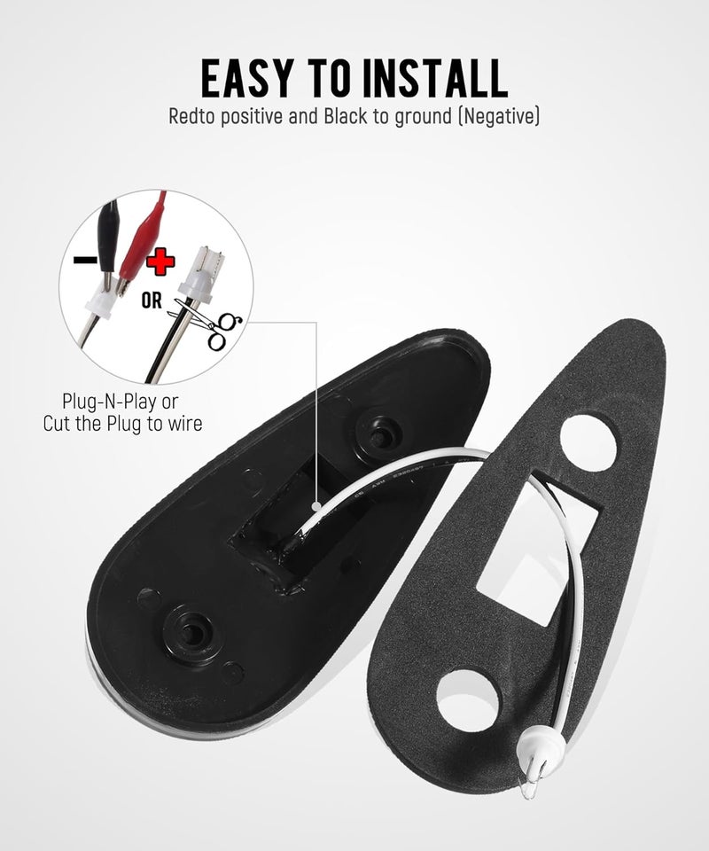 Partsam 5pcs Front Rear Smoke Lens Teardrop Cab Light 9LED Amber Cab Marker Light Top Clearance Roof Running Light with Wiring Pack for Trucks, Vans, Pickups, semis and RVs - Image 5