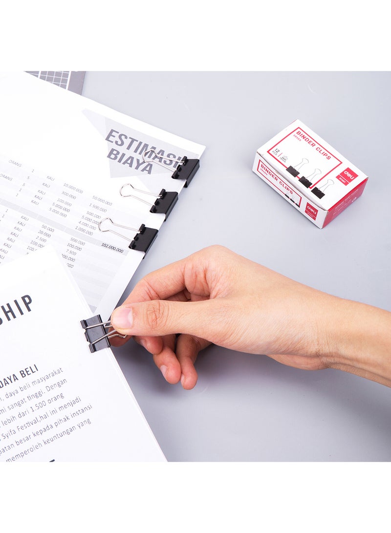 Deli Black Binder Clip 19 mm Box of 12 PCS , for Paperwork , Organizing Documents - Image 5