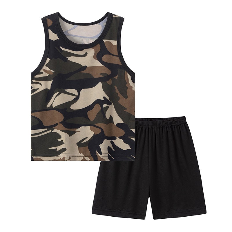 Overseas Export 2-Piece Summer Kidsren'S Fun Printed Vest Suit For Boys And Girls Casual And Handsome Set - Image 1