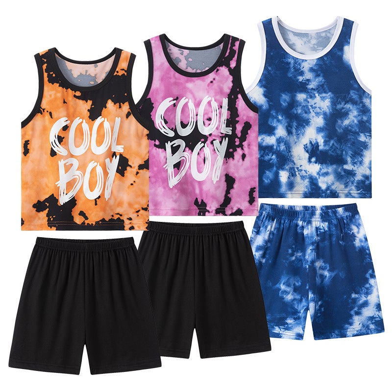 Overseas Export 2-Piece Summer Kidsren'S Fun Printed Vest Suit For Boys And Girls Casual And Handsome Set - Image 3