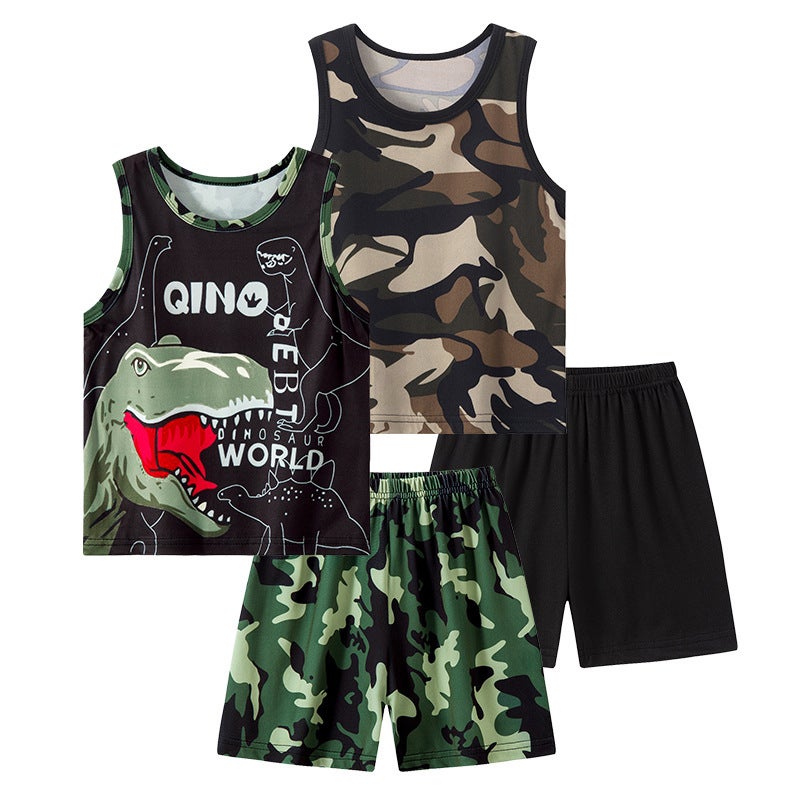 Overseas Export 2-Piece Summer Kidsren'S Fun Printed Vest Suit For Boys And Girls Casual And Handsome Set - Image 4