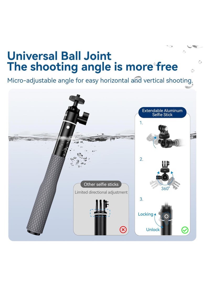 general 360 GoPro Selfie Stick, 25.75 Inch Waterproof Extension Pole Monopod with Go Pro 12 11 10 Insta360 X3 Ace Pro DJI Action 4 Osmo Pocket 3 Underwater Diving Accessories - Image 2