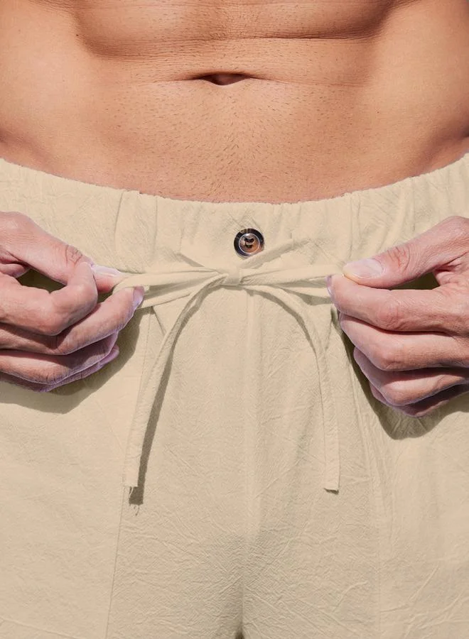 Take Two Solid Drawstring Waist Relaxed Fit Pants By Noor Essentials