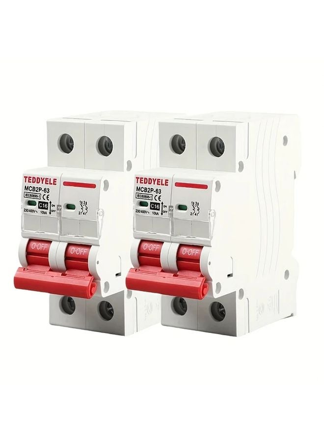 2 Pack C63 AC Mini Circuit Breaker 2 Pole DIN Rail Mount 230 400V MCB - Image 4