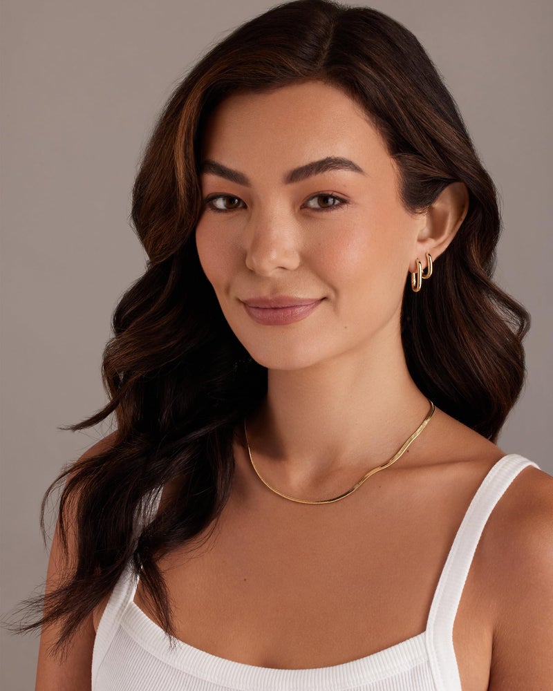 PAVOI Rhodium Plated 925 Sterling Silver Posts Three Pairs Geometric Chunky Hoop Earrings for Women - Lightweight Rectangle Huggie Gold Hoops Earrings Set Piercing Pack - Image 5