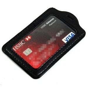 JDYYICZ Black 10 Pcs Faux Leather Business ID Badge Card Holder - Vertical (Top Loading) with Slot & Chain Holes - Image 1