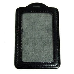 JDYYICZ Black 10 Pcs Faux Leather Business ID Badge Card Holder - Vertical (Top Loading) with Slot & Chain Holes - Image 3