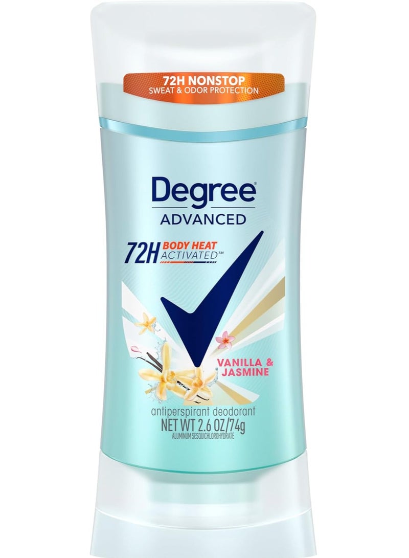 Degree Advanced Antiperspirant Deodorant Vanilla & Jasmine 72-Hour Sweat & Odor Protection Antiperspirant For Women with MotionSense Technology 74 gm - Image 1
