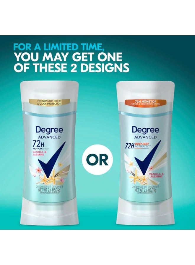 Degree Advanced Antiperspirant Deodorant Vanilla & Jasmine 72-Hour Sweat & Odor Protection Antiperspirant For Women with MotionSense Technology 74 gm - Image 4