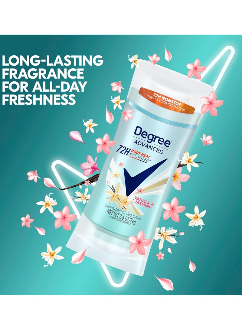 Degree Advanced Antiperspirant Deodorant Vanilla & Jasmine 72-Hour Sweat & Odor Protection Antiperspirant For Women with MotionSense Technology 74 gm - Image 3