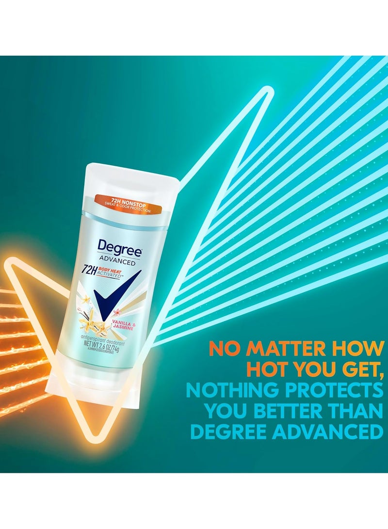 Degree Advanced Antiperspirant Deodorant Vanilla & Jasmine 72-Hour Sweat & Odor Protection Antiperspirant For Women with MotionSense Technology 74 gm - Image 2