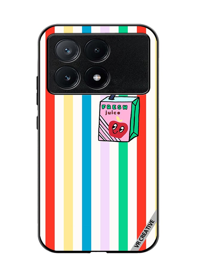 VR CREATIVE Protective Case Cover For Xiaomi Poco X6 Pro Summer Stripe Fresh Juice Apple Fruit Design Multicolour - Image 1