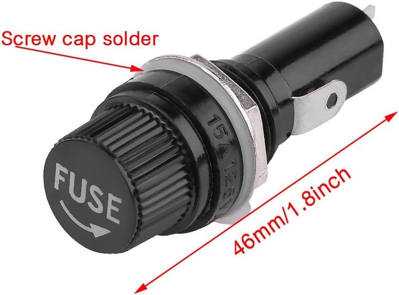 klarako QL04442 5pcs Electrical Panel Mounted Fuse Holder Socket for 6 * 30 Glass Fuses AC 125V 15A / 250V 10A - Image 3