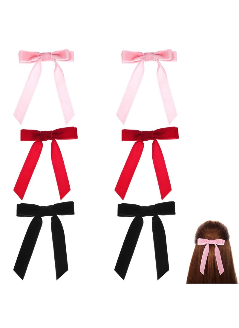 Beaupretty Beaupretty 6pcs Hair Bows Hair Clips Velvet Bows Barrette Hair Ribbon Ponytail Holder Accessories for Girls Women 