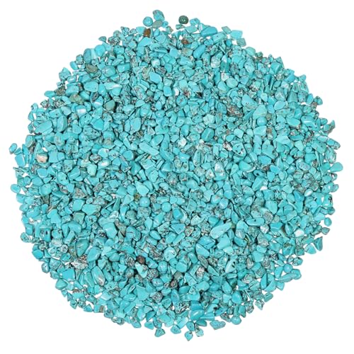 SUNYIK Howlite Turquoise Tumbled Chips Stone Crushed Pieces Irregular Shaped Stones 1pound(about 460 gram) - Image 1