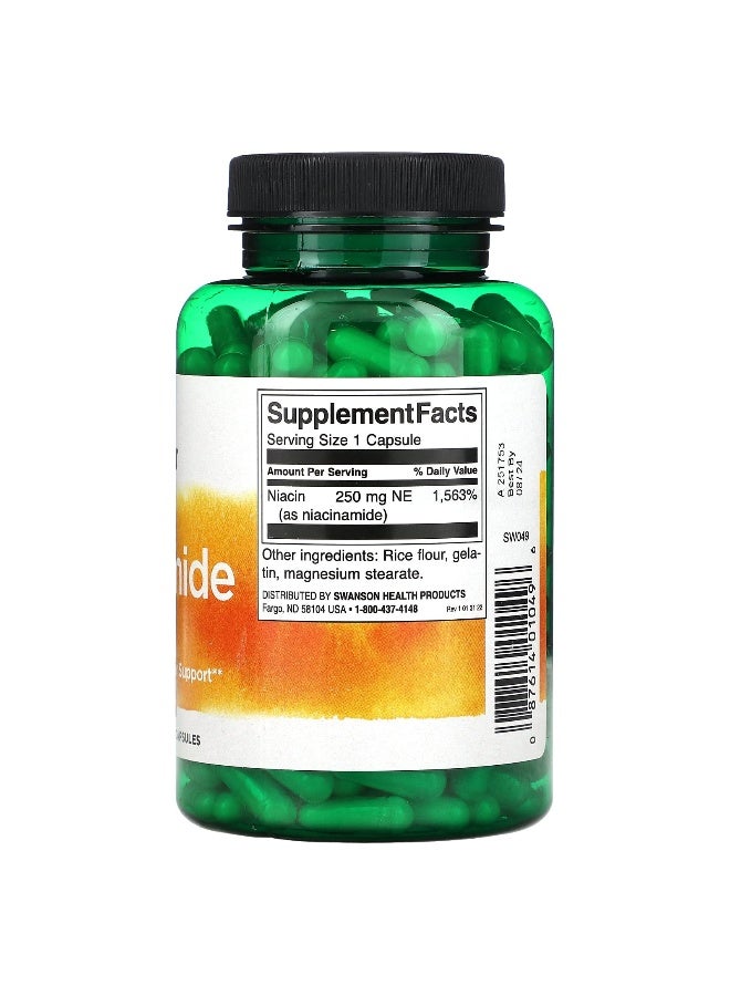 SWANSON سوانسون، نياسيناميد، 250 ملغ، 250 كبسولة - Image 2