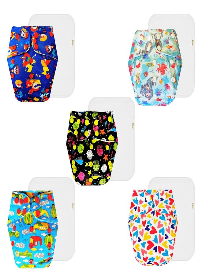 Dumbledo Premium Cloth Diaper with Cotton Insert (Pack of 5) | Soft & Gentle | Breathable | Easy to Clean | Trusted by Moms | 3 Months - 3 Years | Unisex Baby - Image 1