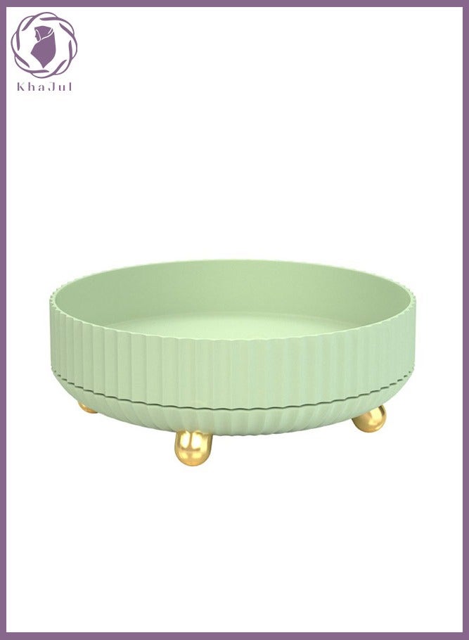 KHAJUL 360° Rotating Storage Tray, Makeup Perfume Organizer,Cosmetic Skincare Tray  with Large Capacity(Green) - Image 1