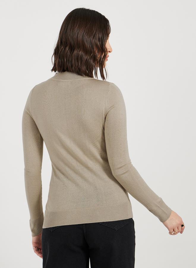 Styli Slim Fit Regular Length High Neck Jacquard Sweater - Image 4