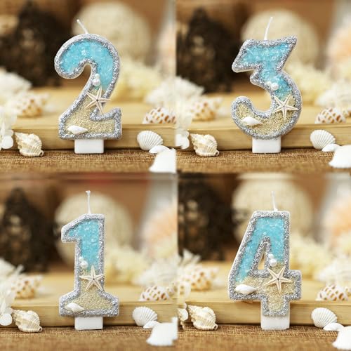 ElekFX 2nd Birthday Candle for Cake, Beach Starfish Sequins Candles, 2.76 inch Cake Topper Decoration for Birthday Party (Number 2) - Image 4