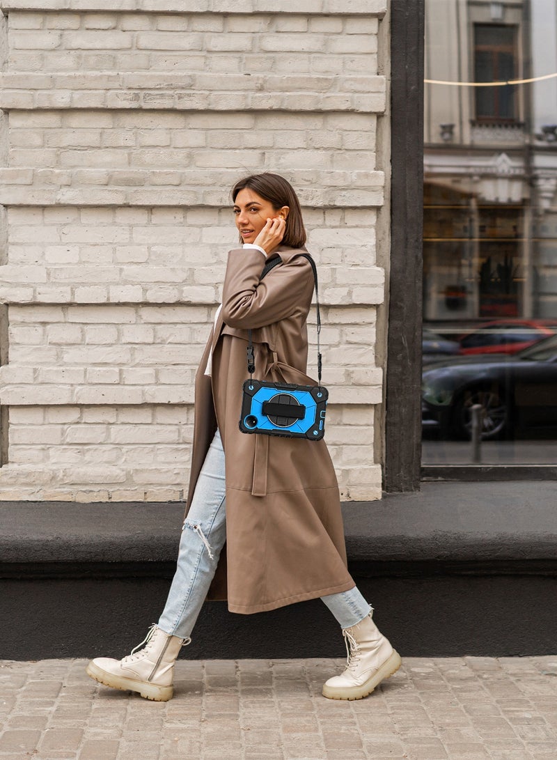 general Applicable to 2024 new Redmi pad SE 8.7" tablet with pen slot protective cover Redmi shoulder strap tablet case (black and blue) - Image 3