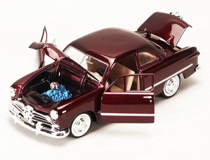 MOTORMAX 1949 Ford Coupe, Burgundy - Motormax Premium American 73213-1/24 Scale Diecast Model Car,Unisex-Children - Image 5