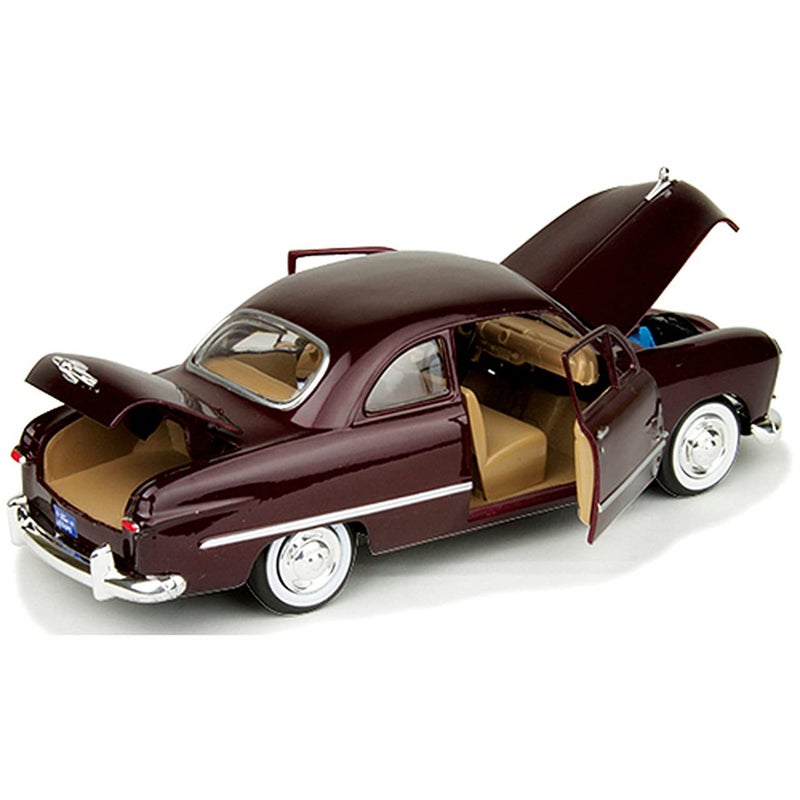 MOTORMAX 1949 Ford Coupe, Burgundy - Motormax Premium American 73213-1/24 Scale Diecast Model Car,Unisex-Children - Image 3