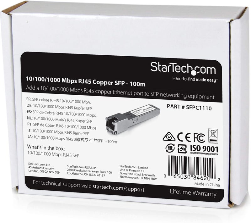 StarTech.com Cisco SFP-GE-T Compatible SFP Module - 1000BASE-T RJ45 Transceiver for Cat6/Cat5e Networks - Image 3