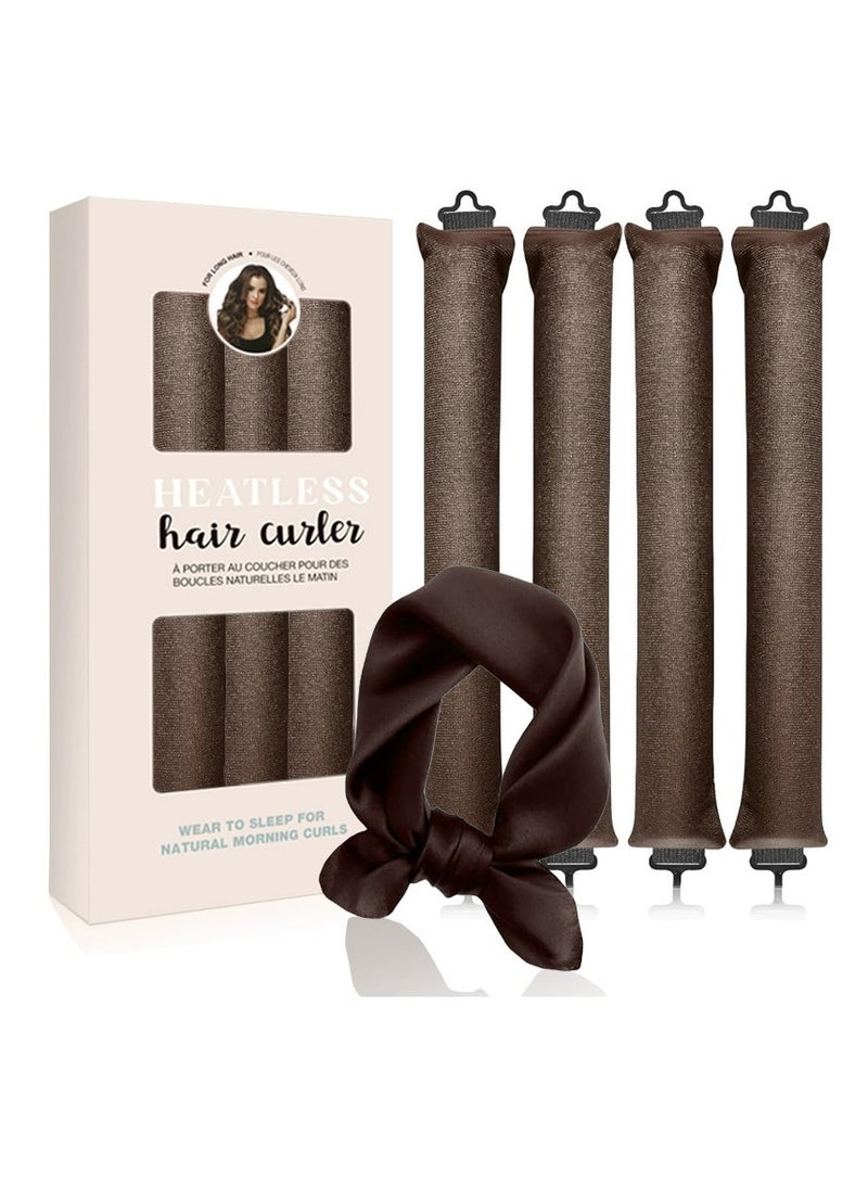 RedMapleTEK Heatless Hair Curler, Flexi Rods with Hook, No Heat Curlers for All Hair Types, Overnight Heatless Curls for Blowout Hair （Coffee) - Image 1