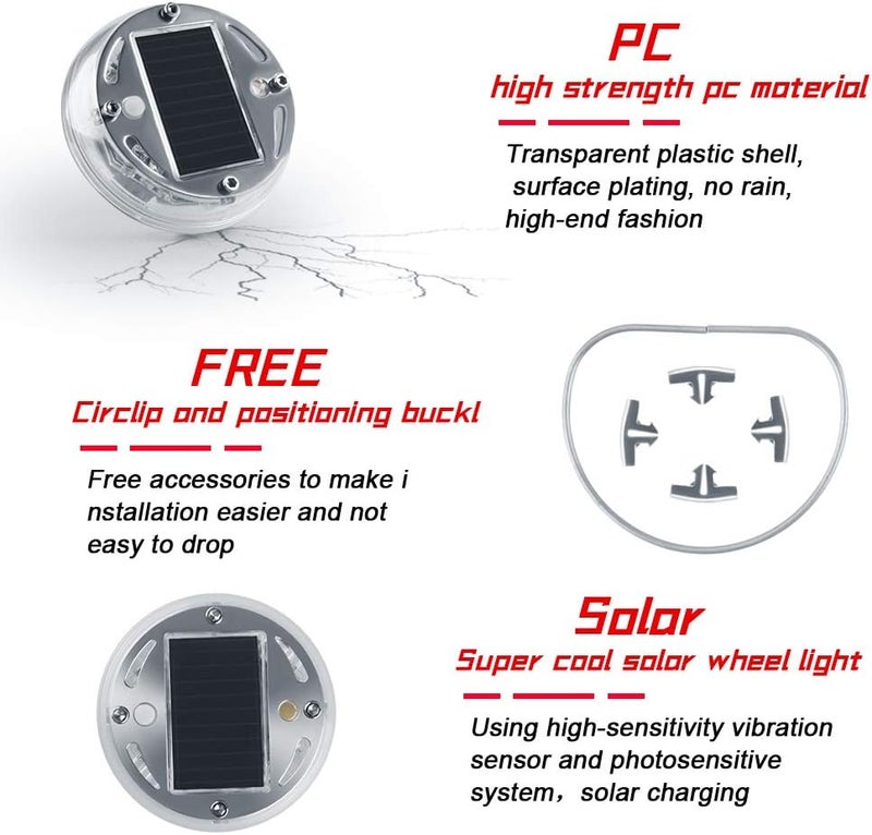 Sidaqi Solar Energy Car Wheel Hub Lamp LED Tire Lights with Motion Sensors - 4PCS Colorful Decorative Waterproof LED Wheel Lights for Cars, Motorcycles, Bicycles - Image 3
