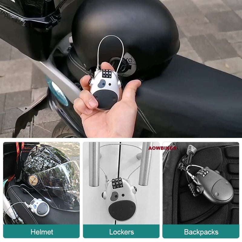 AOWBikes Aow Bikes Helmet Lock with Extendable Cable and Number/Password Lock - Image 2