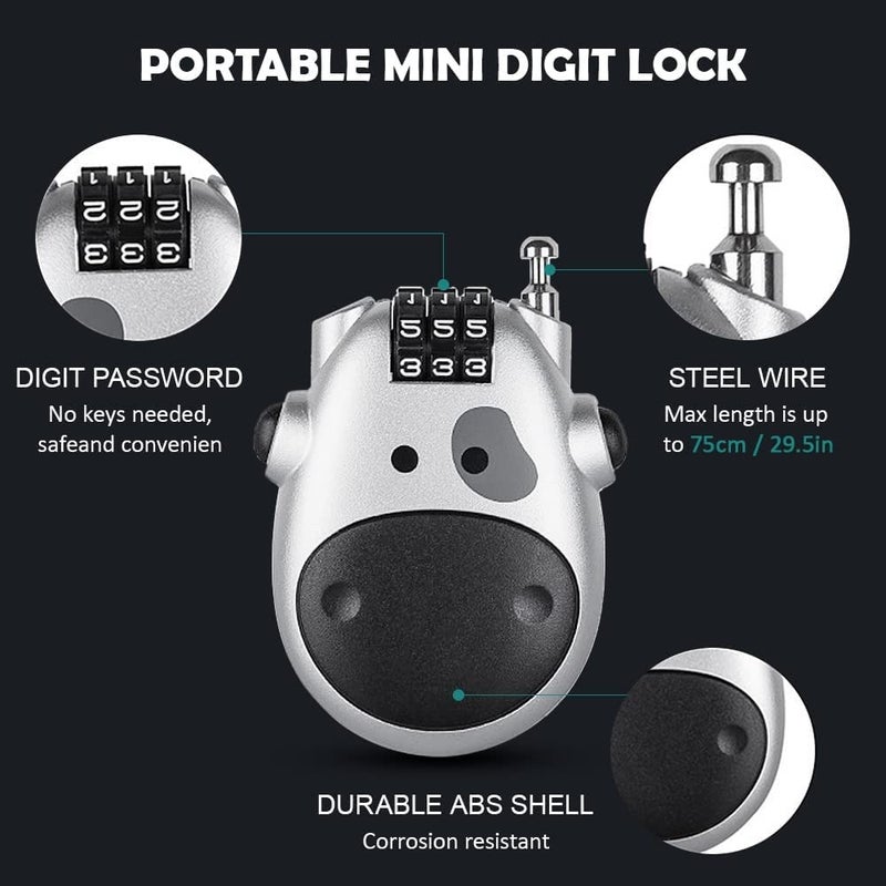 AOWBikes Aow Bikes Helmet Lock with Extendable Cable and Number/Password Lock - Image 4