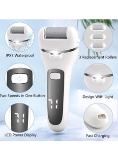 General Electric Callus Remover for Feet, Rechargeable Pedicure Tools Foot Care Feet File, 13 in 1 Callous Remover Kit for Remove Cracked Heels and Dead Skin, with 3 Roller Heads 2 Speed, Battery Display  - Image 2
