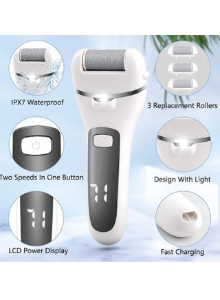 Electric Callus Remover for Feet, Rechargeable Pedicure Tools Foot Care Feet File, 13 in 1 Callous Remover Kit for Remove Cracked Heels and Dead Skin, with 3 Roller Heads 2 Speed, Battery Display - view 2