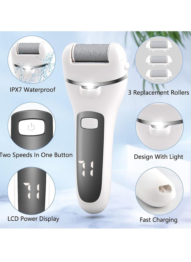 General Electric Callus Remover for Feet, Rechargeable Pedicure Tools Foot Care Feet File, 13 in 1 Callous Remover Kit for Remove Cracked Heels and Dead Skin, with 3 Roller Heads 2 Speed, Battery Display  - Image 2