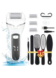 General Electric Callus Remover for Feet, Rechargeable Pedicure Tools Foot Care Feet File, 13 in 1 Callous Remover Kit for Remove Cracked Heels and Dead Skin, with 3 Roller Heads 2 Speed, Battery Display  - Image 1