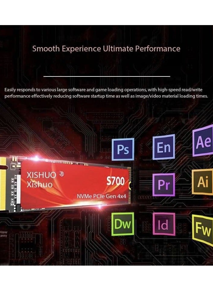 XISHUO Sam S700 512GB NVMe M.2 2280 SSD – PCIe Internal Solid State Drive for Laptop  Desktop PC - Image 3