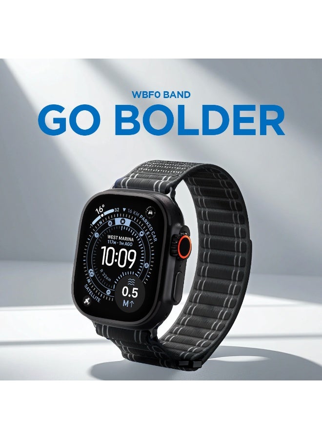 Spigen WBF0 Apple Watch Band for Apple Watch Ultra 3/2/1 49mm, Series 11/10 46mm, 9/8/7 45mm, SE3/SE2/SE/6/5/4 44mm, 3/2/1 42mm Lightweight Fabric Strap - Black - Image 2