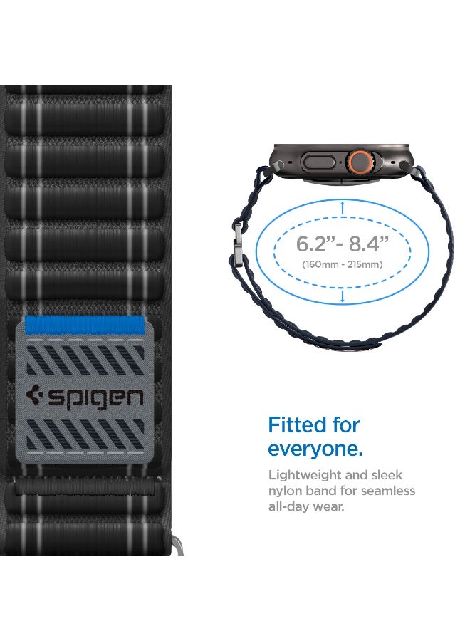Spigen WBF0 Apple Watch Band for Apple Watch Ultra 3/2/1 49mm, Series 11/10 46mm, 9/8/7 45mm, SE3/SE2/SE/6/5/4 44mm, 3/2/1 42mm Lightweight Fabric Strap - Black - Image 4