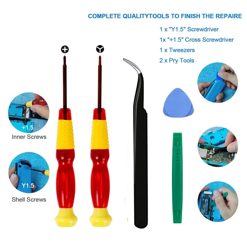 Veanic 2-Pack Replacement Joystick Analog Thumb Stick Repair Kit for Nintendo Switch / Switch OLED Model / Switch Lite Joy-Con Controller - Drift Fix Tools Y1.5 / +1.5 Screwdriver / Pry Tools - Image 4