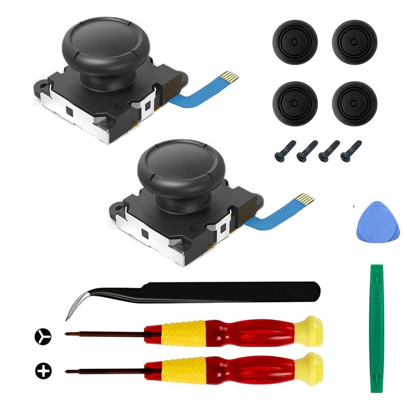 Veanic 2-Pack Replacement Joystick Analog Thumb Stick Repair Kit for Nintendo Switch / Switch OLED Model / Switch Lite Joy-Con Controller - Drift Fix Tools Y1.5 / +1.5 Screwdriver / Pry Tools - Image 1