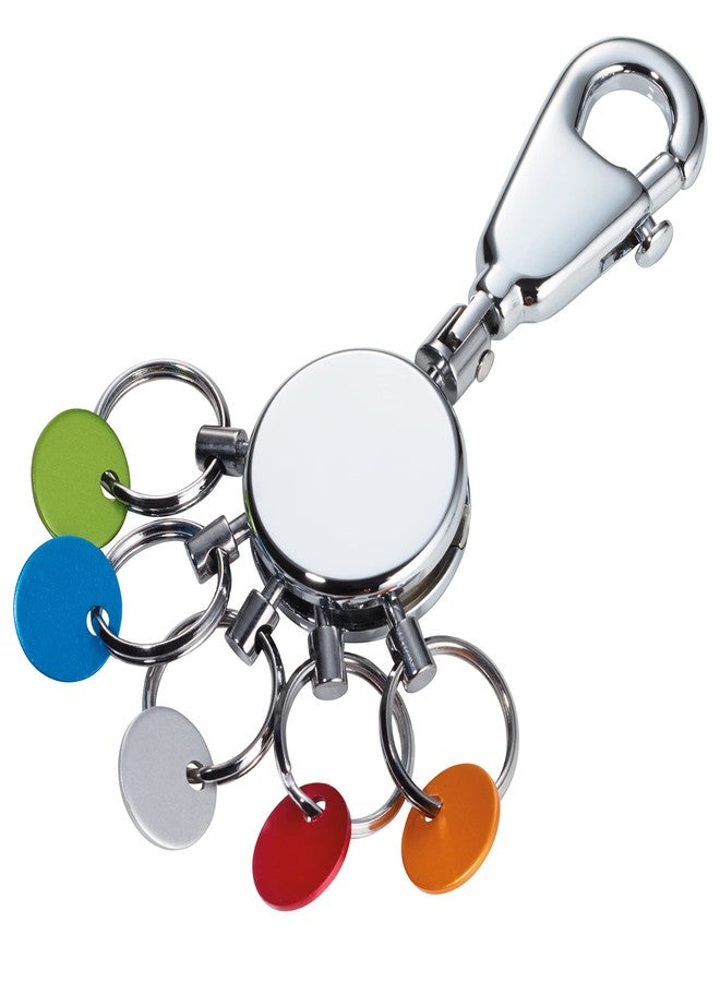 TROIKA PATENT KEY HOLDER - KYR61/CH - Round Shiny - Key Ring - Carabiner Hook - 6 Removable Rings - Coloured Plates for Assigning Keys Original - Image 1