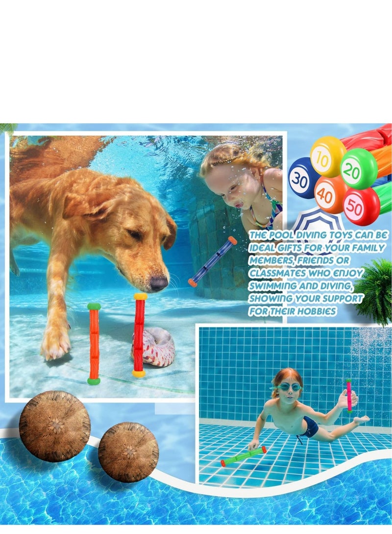 Captaintech Diving Toys, 10 Pieces Underwater Play Sticks Colorful Swimming Pool Toys for Kids - Image 2