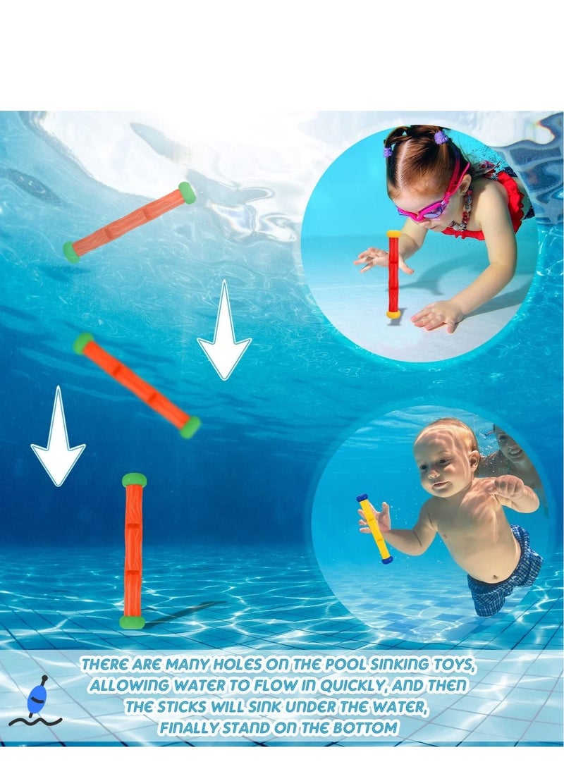Captaintech Diving Toys, 10 Pieces Underwater Play Sticks Colorful Swimming Pool Toys for Kids - Image 3