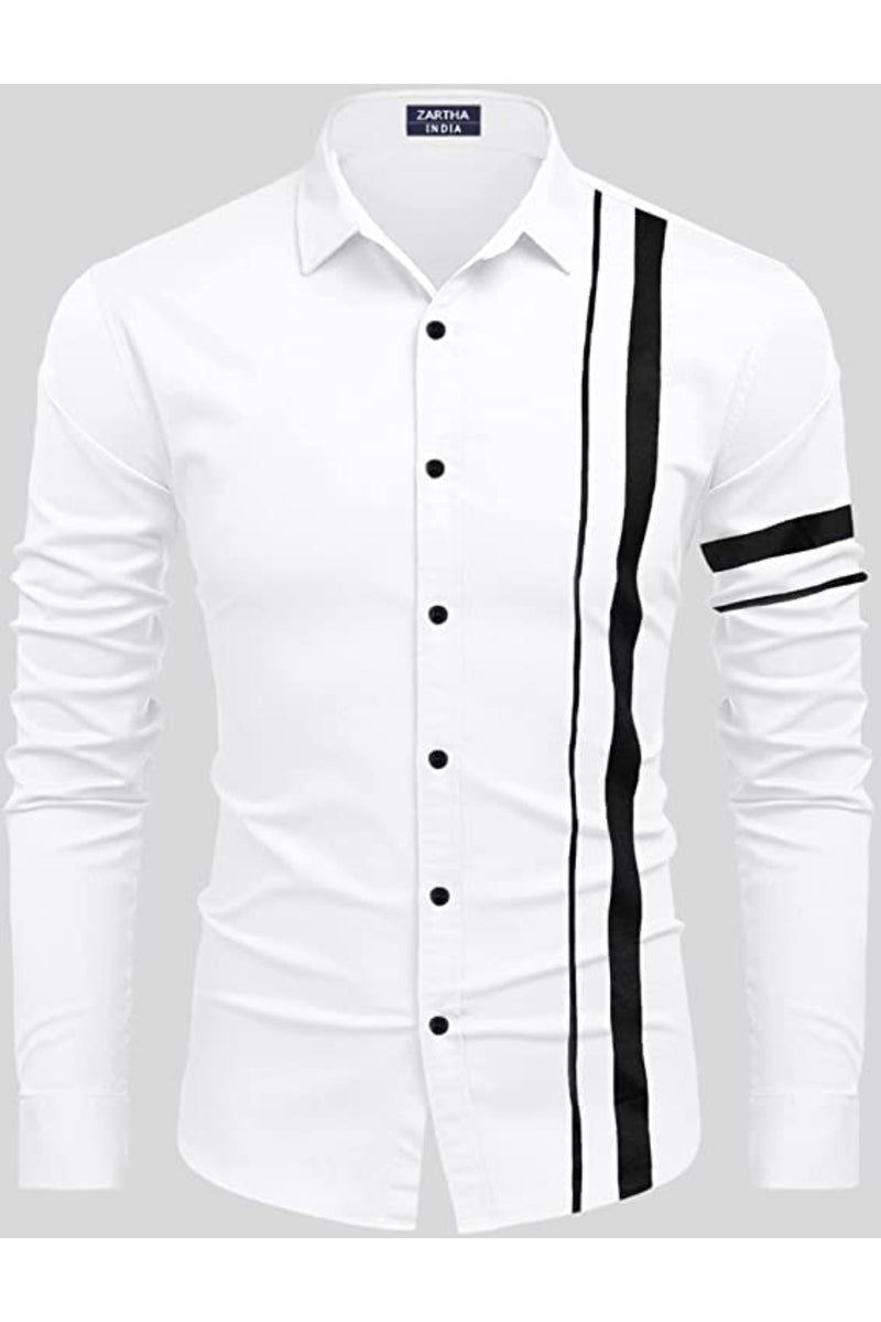 BELLSTONE Men Striped Casual Men's Solid Cotton Blend Full Sleeve Casual Spread Shirt - Image 3