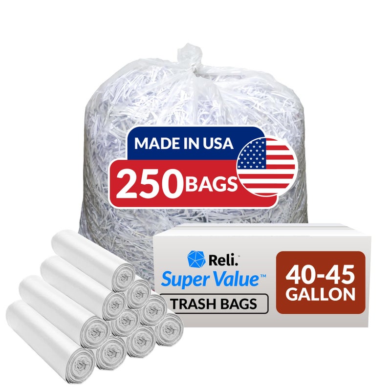 Reli. Reli 40 to 45 Gallon Trash Bags Heavy Duty 250 Trash Bags Super Sizeable Clear Garbage for Serious Cleanup - Image 3