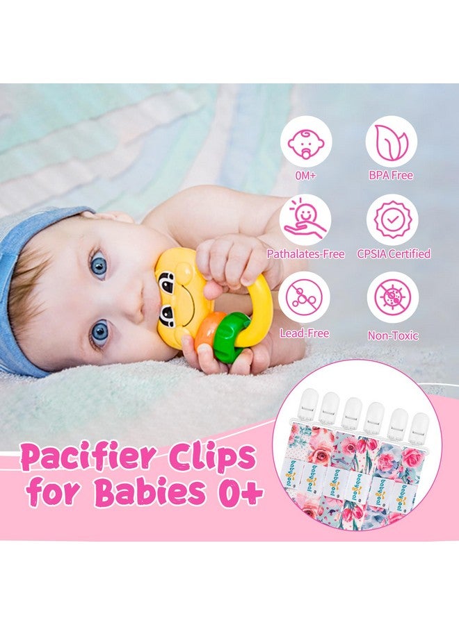 babygoal Floral Pacifier Clips, 6 Pack Binky Paci Holder Clips And Leash For Boys And Girls Fits For Most Pacifier, Binkie Styles & Baby Teethers & Toys And Gift 6Ps16 - Image 3